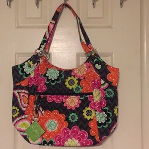 Vera Bradley Crescent Handbag, Ziggy Zinnia ,NWT